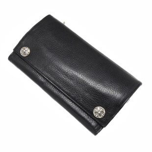 クロムハーツ財布コピー ロングウォレットブラックヘビーレザー Long Wallet BK Heavy Leather chw09