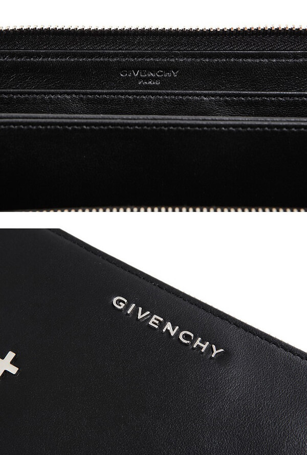 GIVENCHY 16AW PANDORA ジバンシィスーパーコピー クロススタッド ファスナー長財布_BLACK BC06276683001