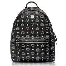 MCM リュック Black M White Logo Visetos Stark バックパック