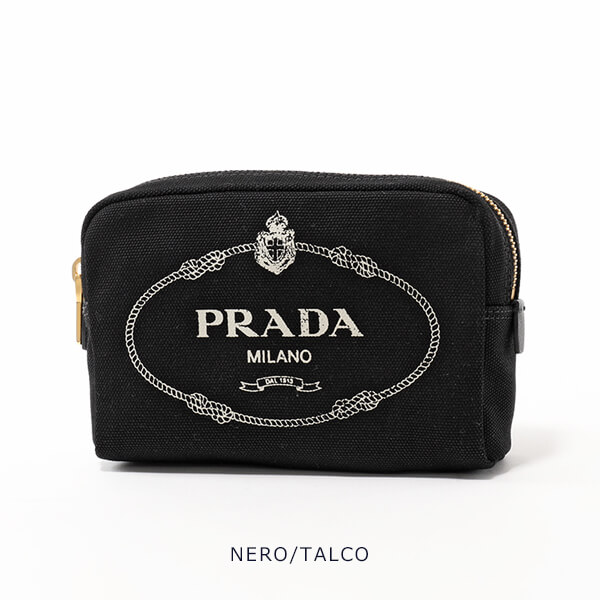 2019新作 プラダスーパーコピー PRADA 1NA021 20L CANAPA LOGO コスメ ポーチ 化粧ポーチ F0N12/NERO+TALCO ブラック