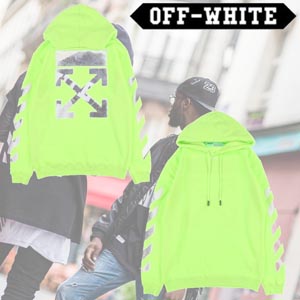 【Off-White】オフ ホワイト パーカー 偽物 シンプルデザインが魅力!イエローフーディ 芸能人