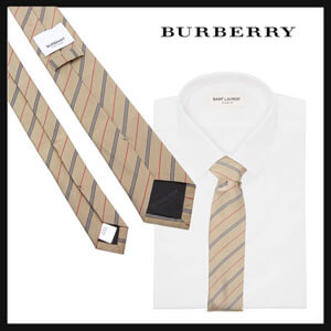 【BURBERRY】ノバストライプ シルクネクタイ　ベージュ