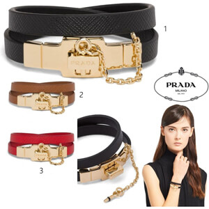 【PRADA】サフィアーノ☆ダブルラップブレスレット*1IB310_053