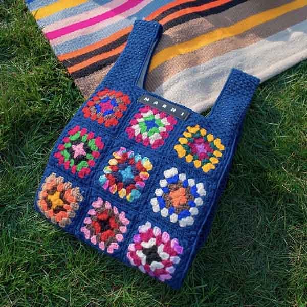 大人気★マルニ マーケット★FLORAL PATCHWORK★CROCHET SHOPPING BAG