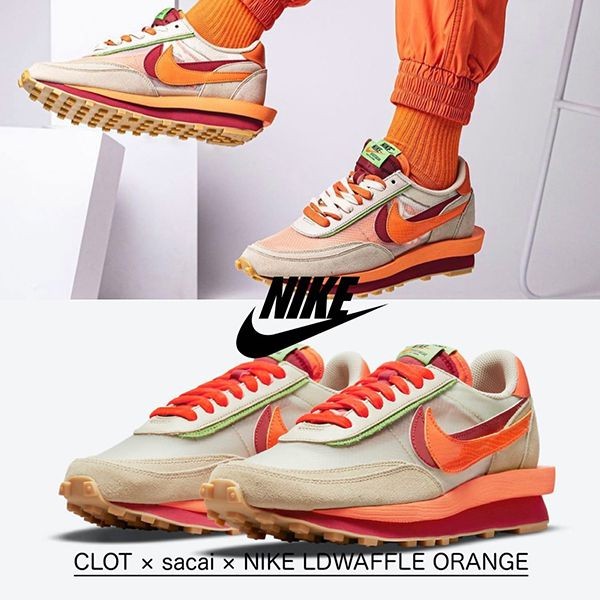 CLOT × sacai × ナイキコピー LDWAFFLE ORANGE - サカイ ナイキ DH1347-100