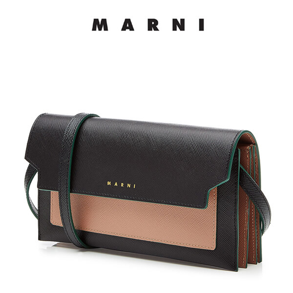 18-19AW MARNI☆ マルニ バッグコピー ショルダーストラップ付きレザー長財布