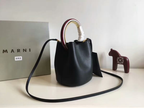 ★入手困難★【MARNI】マルニスーパーコピー Pannier ミニ バケットバッグ/Black