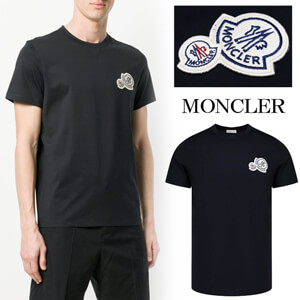 モンクレールスーパーコピー MONCLER★ダブル ロゴ パッチ Tシャツ Black