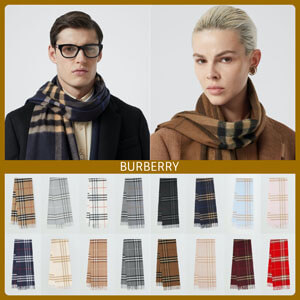 【Burberry】マフラー チェック 16色展開 カシミヤ フリンジ