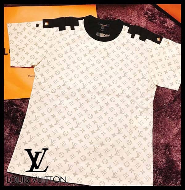 ２１春夏♪◆LV◆シルバーモノグラムショルダータブTシャツ偽物1A8TLJ