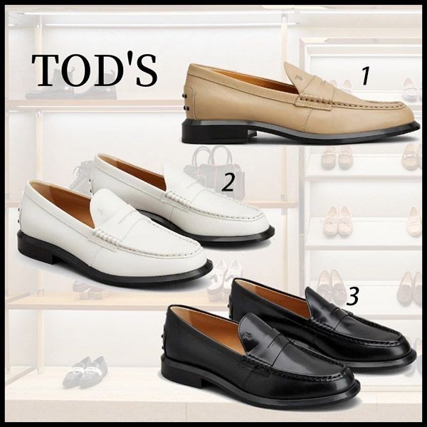 使い勝手良し☆TODS コピー KATE モノグラム ロゴ レザー ローファー 3色 P60RBTB015